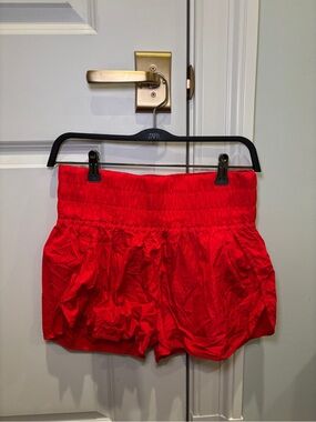 Red Smocked Waist Women’s Shorts